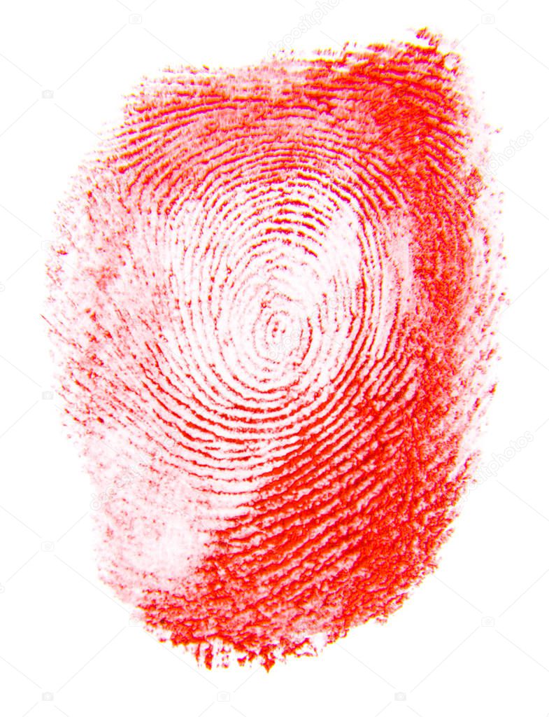 red fingerprint isolated on white background