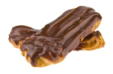 Beyaz arka plan üzerinde izole çikolata kaplı muhallebi