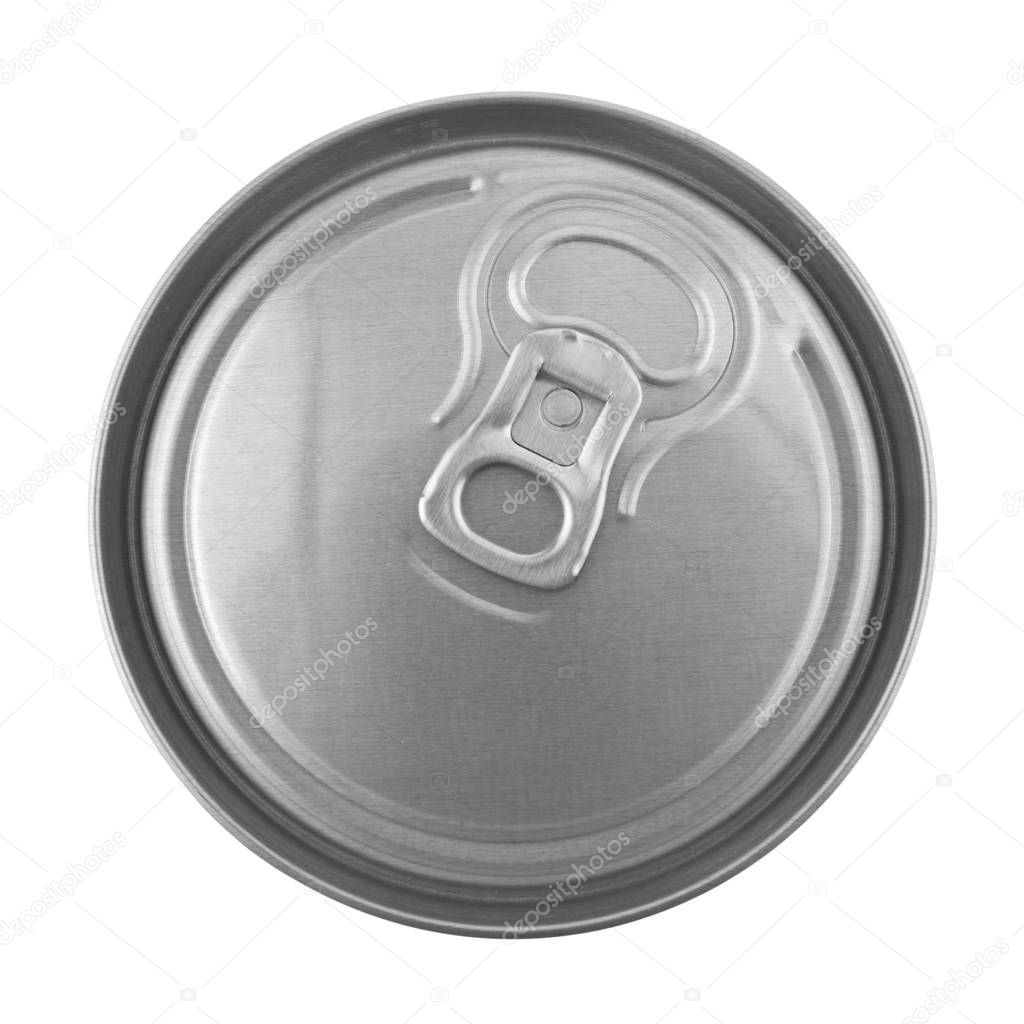 metal can of drink isolated on white background