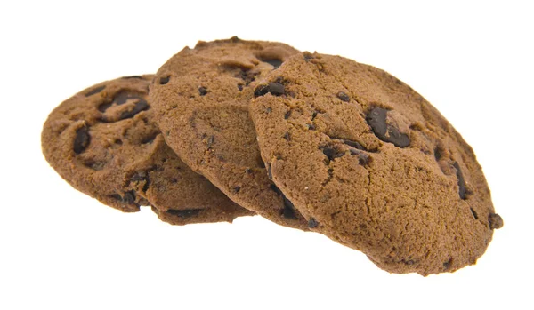 Cookies Σοκολάτα Απομονωμένη Λευκό Φόντο — Φωτογραφία Αρχείου