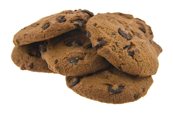 白い背景にチョコレートで隔離されたクッキー — ストック写真