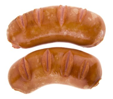 Beyaz arka plan üzerinde izole Kızarmış sosis