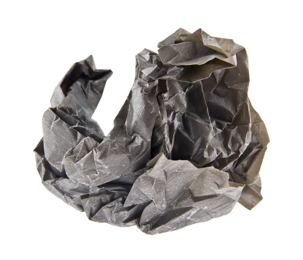 Wad Crumpled Gray Paper Isolated White Background — Stock Photo, Image