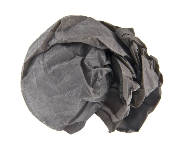 Wad Crumpled Gray Paper Isolated White Background — Stock Photo, Image