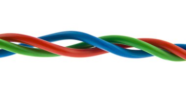 Beyaz arka plan üzerinde izole elektrik telleri