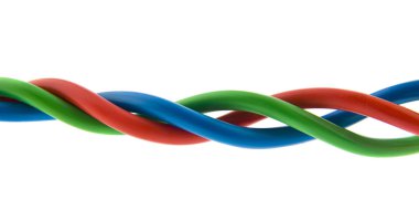 Beyaz arka plan üzerinde izole elektrik telleri