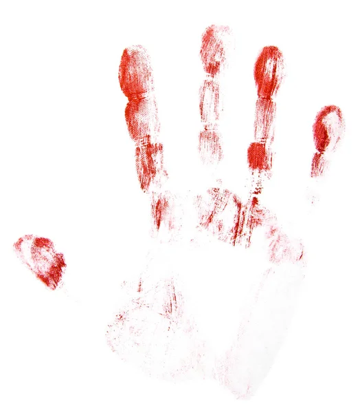 Sidik jari merah diisolasi di latar belakang putih — Stok Foto
