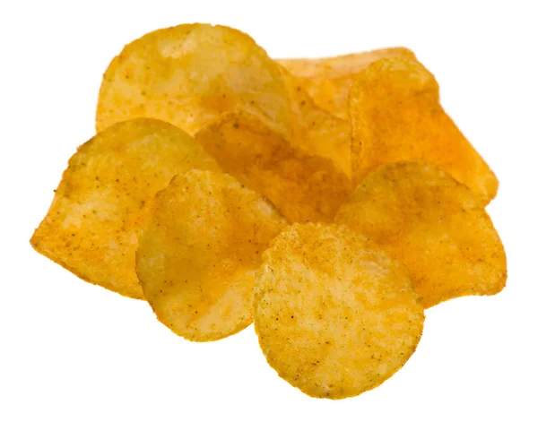 Potatis chips isolerade på vit bakgrund närbild — Stockfoto