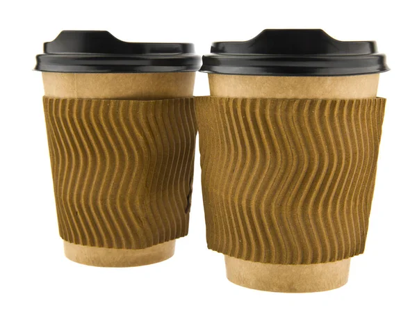 beyaz arkaplanda izole edilmiş kağıt bardaklar