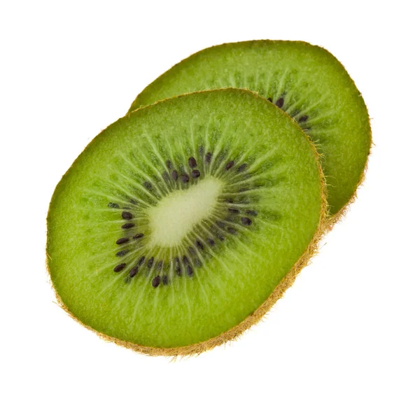 Skära grön Kiwi isolerad på vit bakgrund närbild — Stockfoto