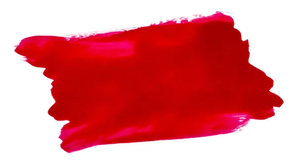 Mancha vermelho unha polonês isolado no fundo branco fechar — Fotografia de Stock