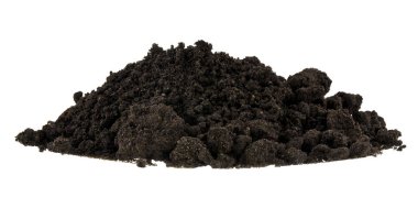 Beyaz arka planda izole edilmiş toprak yığını yakın. di parçaları