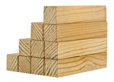 Wooden steps isolated on white background. Wooden bars.