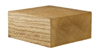 Wooden bar isolated on white background close up. Wooden plank.