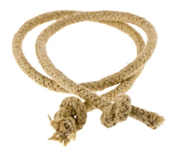 흰색 배경에 매듭이 분리 된 로프 — 스톡 사진