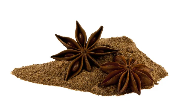 Pile of cinnamon and anise stars isolated on white background. — Stock Photo, Image