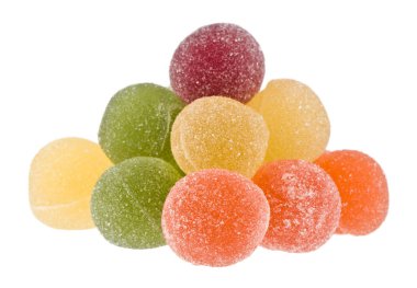 beyaz arka plan yakından izole marmelat topları piramidi