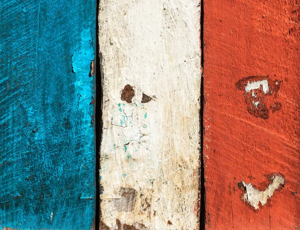 French Flag Made Painted Wood Planks Grungy Texture Background — Stock Photo, Image