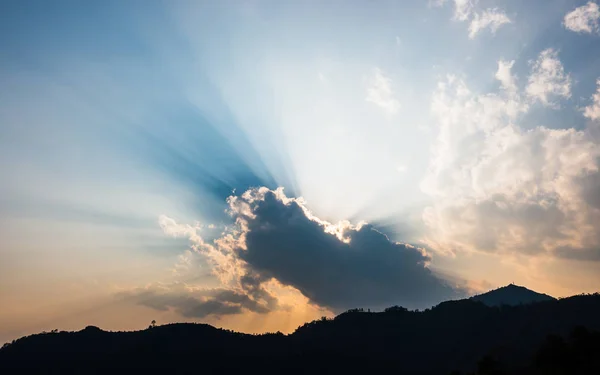 Céu Pôr Sol Dramático Perto Pokhara Nepal — Fotografia de Stock