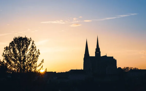 Catedral Chartres También Llamada Catedral Nuestra Señora Chartres Atardecer Francia — Foto de Stock