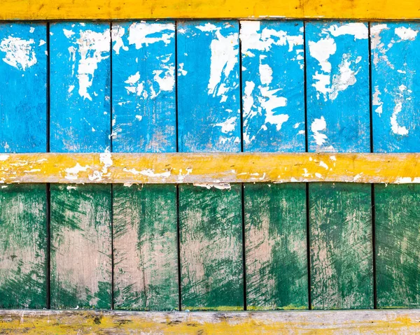 Textura de pared de madera azul, verde y amarillo — Foto de Stock