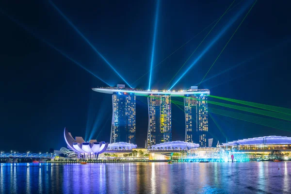 Marina Bay Sands show de água e luz em Cingapura — Fotografia de Stock