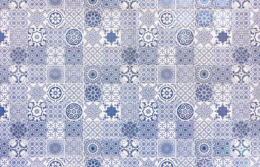 Beyaz ve mavi azulejos dokusu