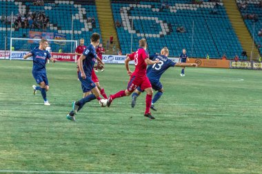 Odessa, Ukrayna - 9 Ağustos 2018: Uefa Avrupa Ligi 2018 Fc Mariupol (Ukrayna) - Fc Girondins de Bordeaux (Fransa) gergin bir futbol maçı Avrupa Ligi. Bordeaux - Fransa - kırmızı