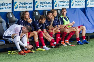 Odessa, Ukrayna - 9 Ağustos 2018: Avrupa Ligi Uefa Avrupa Ligi 2018 Fc Girondins de Bordeaux (Fransa) futbol maçı. Bordeaux - Fransa - ısınma, Fc Mariupol Ukrayna ile maçtan önce eğitim