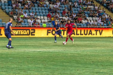 Odessa, Ukrayna - 9 Ağustos 2018: Uefa Avrupa Ligi 2018 Fc Mariupol (Ukrayna) - Fc Girondins de Bordeaux (Fransa) gergin bir futbol maçı Avrupa Ligi. Bordeaux - Fransa - kırmızı