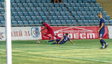 Odessa, Ukrayna - 9 Ağustos 2018: Uefa Avrupa Ligi 2018 Fc Mariupol (Ukrayna) - Fc Girondins de Bordeaux (Fransa) gergin bir futbol maçı Avrupa Ligi. Bordeaux - Fransa - kırmızı