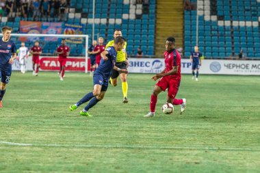Odessa, Ukrayna - 9 Ağustos 2018: Uefa Avrupa Ligi 2018 Fc Mariupol (Ukrayna) - Fc Girondins de Bordeaux (Fransa) gergin bir futbol maçı Avrupa Ligi. Bordeaux - Fransa - kırmızı