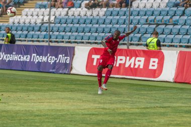 Odessa, Ukrayna - 9 Ağustos 2018: Uefa Avrupa Ligi 2018 Fc Mariupol (Ukrayna) - Fc Girondins de Bordeaux (Fransa) gergin bir futbol maçı Avrupa Ligi. Bordeaux - Fransa - kırmızı