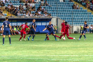 Odessa, Ukrayna - 9 Ağustos 2018: Uefa Avrupa Ligi 2018 Fc Mariupol (Ukrayna) - Fc Girondins de Bordeaux (Fransa) gergin bir futbol maçı Avrupa Ligi. Bordeaux - Fransa - kırmızı