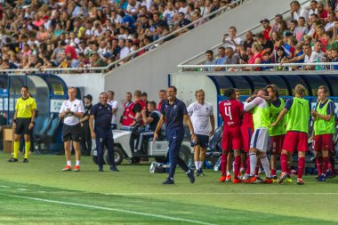 ODESSA, UKRAINE - August 9, 2018: UEFA Europa League 2018 Mariupol (Ukraine) - FC Girondins de Bordeaux (France). Coach Bordeaux Gustavo Augusto Poyet Dominguez