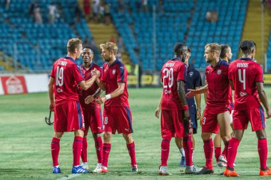 Odessa, Ukrayna - 9 Ağustos 2018: Uefa Avrupa Ligi 2018 Fc Mariupol (Ukrayna) - Fc Girondins de Bordeaux (Fransa) gergin bir futbol maçı Avrupa Ligi. Bordeaux - Fransa - kırmızı