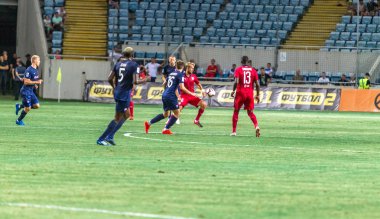 Odessa, Ukrayna - 9 Ağustos 2018: Uefa Avrupa Ligi 2018 Fc Mariupol (Ukrayna) - Fc Girondins de Bordeaux (Fransa) gergin bir futbol maçı Avrupa Ligi. Bordeaux - Fransa - kırmızı