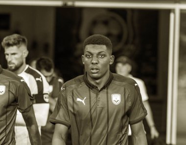 Odessa, Ukrayna - 9 Ağustos 2018: Avrupa Ligi Uefa Avrupa Ligi 2018 Fc Girondins de Bordeaux (Fransa) futbol maçı. Bordeaux - Fransa - ısınma, Fc Mariupol Ukrayna ile maçtan önce eğitim