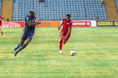 Odessa, Ukrayna - 9 Ağustos 2018: Uefa Avrupa Ligi 2018 Fc Mariupol (Ukrayna) - Fc Girondins de Bordeaux (Fransa) gergin bir futbol maçı Avrupa Ligi. Bordeaux - Fransa - kırmızı