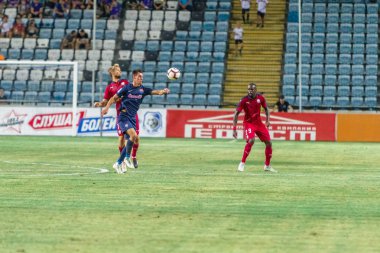Odessa, Ukrayna - 9 Ağustos 2018: Uefa Avrupa Ligi 2018 Fc Mariupol (Ukrayna) - Fc Girondins de Bordeaux (Fransa) gergin bir futbol maçı Avrupa Ligi. Bordeaux - Fransa - kırmızı