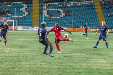 Odessa, Ukrayna - 9 Ağustos 2018: Uefa Avrupa Ligi 2018 Fc Mariupol (Ukrayna) - Fc Girondins de Bordeaux (Fransa) gergin bir futbol maçı Avrupa Ligi. Bordeaux - Fransa - kırmızı