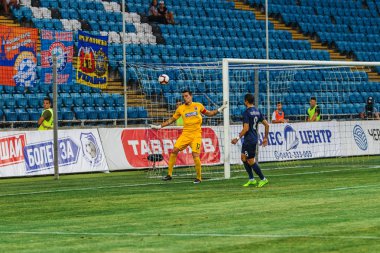 Odessa, Ukrayna - 9 Ağustos 2018: Uefa Avrupa Ligi 2018 Fc Mariupol (Ukrayna) - Fc Girondins de Bordeaux (Fransa) gergin bir futbol maçı Avrupa Ligi. Bordeaux - Fransa - kırmızı