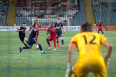 Odessa, Ukrayna - 9 Ağustos 2018: Avrupa Ligi Uefa Avrupa Ligi 2018 Fc Girondins de Bordeaux (Fransa) futbol maçı. Bordeaux - Fransa - ısınma, Fc Mariupol Ukrayna ile maçtan önce eğitim