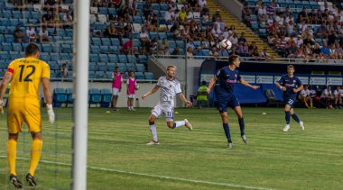 Odessa, Ukrayna - 3 Ağustos 2018: Djurgardens Eğer İsveç futbol kulübü Fc Mariupol Ukrayna ile oyun Uefa Avrupa Ligi sırasında. Futbol oyuncuları Djurgardens Eğer Stadı'nda oynamak
