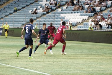 Odessa, Ukrayna - 9 Ağustos 2018: Avrupa Ligi Uefa Avrupa Ligi 2018 Fc Girondins de Bordeaux (Fransa) futbol maçı. Bordeaux - Fransa - ısınma, Fc Mariupol Ukrayna ile maçtan önce eğitim