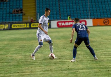 Odessa, Ukrayna - 3 Ağustos 2018: Djurgardens Eğer İsveç futbol kulübü Fc Mariupol Ukrayna ile oyun Uefa Avrupa Ligi sırasında. Futbol oyuncuları Djurgardens Eğer Stadı'nda oynamak