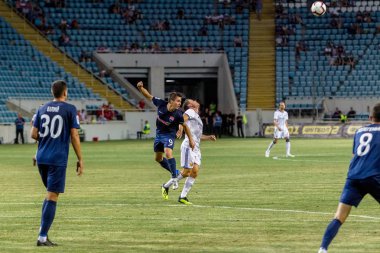Odessa, Ukrayna - 3 Ağustos 2018: Djurgardens Eğer İsveç futbol kulübü Fc Mariupol Ukrayna ile oyun Uefa Avrupa Ligi sırasında. Futbol oyuncuları Djurgardens Eğer Stadı'nda oynamak