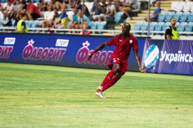 Odessa, Ukrayna - 9 Ağustos 2018: Avrupa Ligi Uefa Avrupa Ligi 2018 Fc Girondins de Bordeaux (Fransa) futbol maçı. Bordeaux - Fransa - ısınma, Fc Mariupol Ukrayna ile maçtan önce eğitim