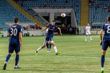 Odessa, Ukrayna - 3 Ağustos 2018: Djurgardens Eğer İsveç futbol kulübü Fc Mariupol Ukrayna ile oyun Uefa Avrupa Ligi sırasında. Futbol oyuncuları Djurgardens Eğer Stadı'nda oynamak