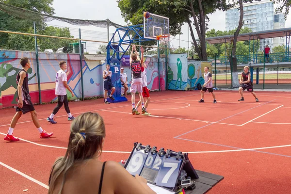 Odessa Ukraine July 2018 Adolescents Play Basketball 3X3 Streetball Championship — Stock Photo, Image